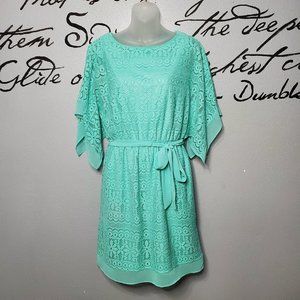 AGB Aqua Lace Kimono Sleeve Dress, S